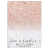 大理石エレガントタイポグラフィバラ金ゴールドグラデーショングリッター クリップボード (裏面)