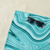 大理石エレガントターコイズスクリプト名  ビーチタオル (インサイチュ)