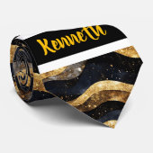 大理石エレガントデザインと金ゴールド ネクタイ (ロール)