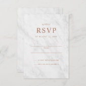大理石エレガントバラ金ゴールドウェディングRSVPカード 招待状 (正面/裏面)