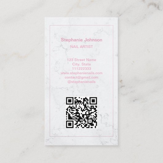 大理石エレガントバラ金ゴールドグリッターネイルアートマニキュア 名刺 (裏面)