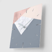 大理石エレガントバラ金ゴールドグレーベージュ幾何学模様 スクエア壁時計 (傾斜)