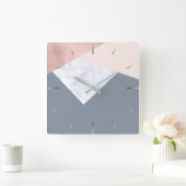 大理石エレガントバラ金ゴールドグレーベージュ幾何学模様 スクエア壁時計 (ホーム)