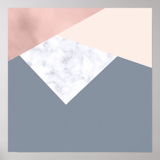 大理石エレガントバラ金ゴールドグレーベージュ幾何学模様 ポスター (正面)