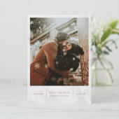 大理石エレガントバラ金ゴールド日付カードの保存 招待状 (スタンド正面)