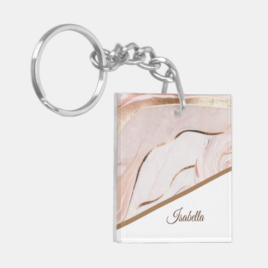 大理石エレガントバラ金ゴールド キーホルダー (正面左)