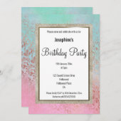 大理石エレガントビクトリアン誕生日 招待状 (正面/裏面)