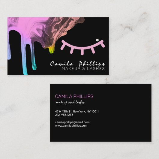 大理石エレガントピンクのラッシュスクリプトを滴下 名刺 (正面/裏面)