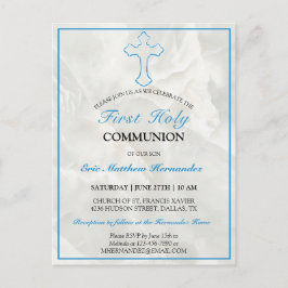 大理石エレガントファーストホーリーコミューン招待状 インビテーションポストカード