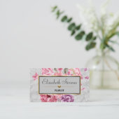 大理石エレガントフローラバラと金ゴールドハートフローリスト 名刺 (スタンド正面)