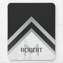 大理石エレガントブラックシルバーシェブロンモノグラム