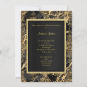 大理石エレガントブラック金ゴールドビンテージ結婚式 招待状 (正面)