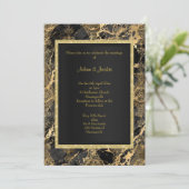 大理石エレガントブラック金ゴールドビンテージ結婚式 招待状 (スタンド正面)