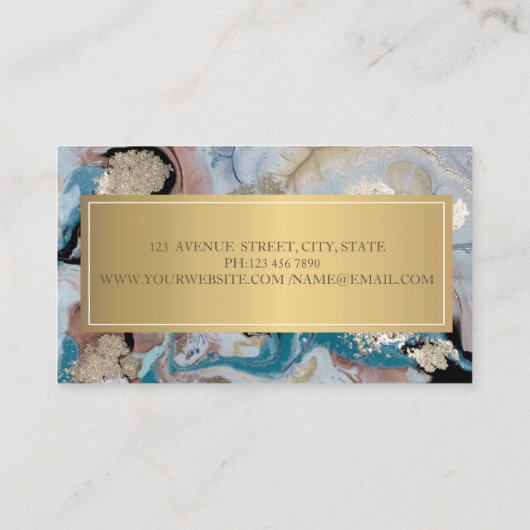 大理石エレガントモダンの金ゴールド 名刺 (裏面)
