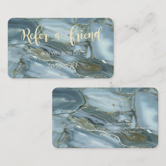 大理石エレガントモダンテクスチャ紹介カード 紹介カード (正面/裏面)