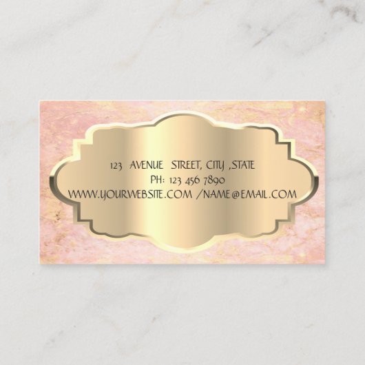 大理石エレガントモダン、金ゴールド枠 名刺 (裏面)