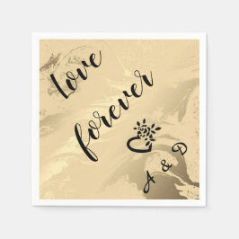 大理石エレガントモノグラムの金ゴールド スタンダードカクテルナプキン