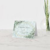 大理石エレガントユーカリ幾何結婚の サンキューカード (正面)