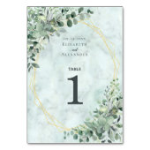 大理石エレガントユーカリ幾何結婚の テーブルナンバー (正面)