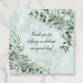 大理石エレガントユーカリ緑の金ゴールド結婚ズ フェイバータグ (裏面)