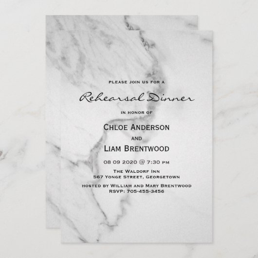 大理石エレガントリハーサルディナー招待状 招待状 (正面/裏面)