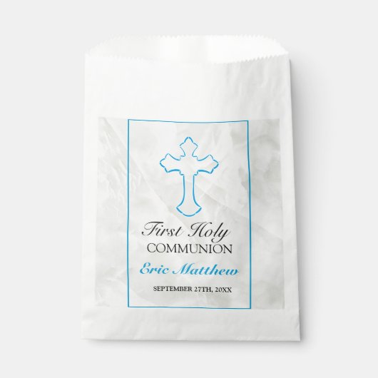 大理石エレガント付き最初の聖餐式ブルークロス フェイバーバッグ (正面)
