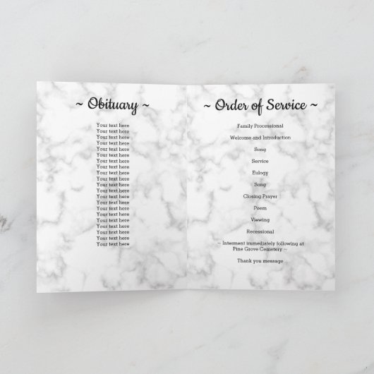 大理石エレガント写真コラージュ追悼式 プログラム (内部)
