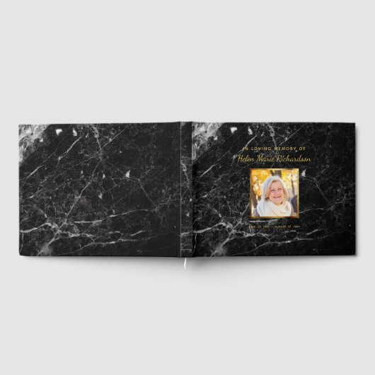 大理石エレガント写真金ゴールド葬儀追悼会 ゲストブック (全面)