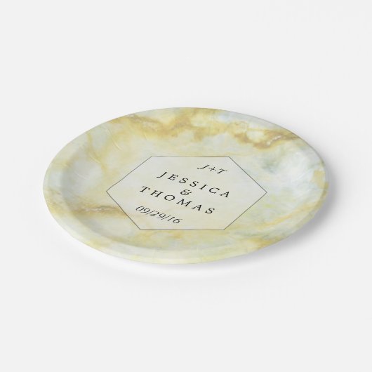 大理石エレガント効果のコレク結婚ション ペーパープレート (アングル)