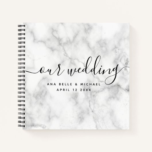 大理石エレガント書道結婚のゲスト ノートブック (正面)