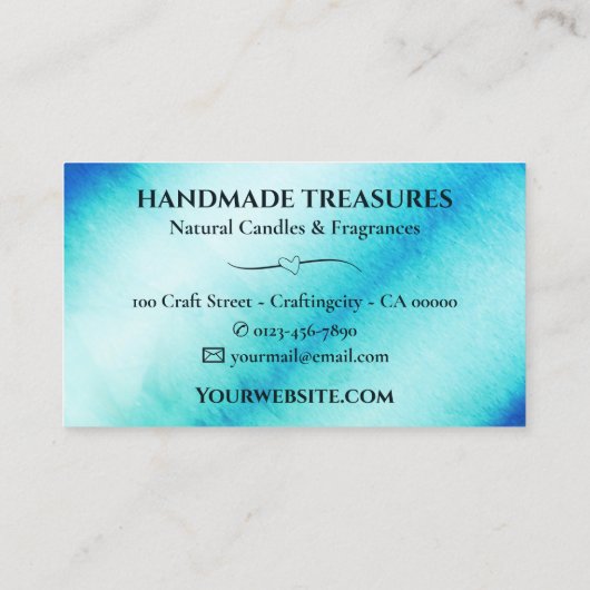 大理石エレガント水色フローラモダンダークブルー 名刺 (裏面)