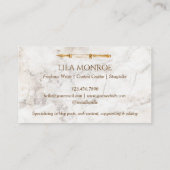 大理石エレガント水色金ゴールドペン書ズサービス 名刺 (裏面)