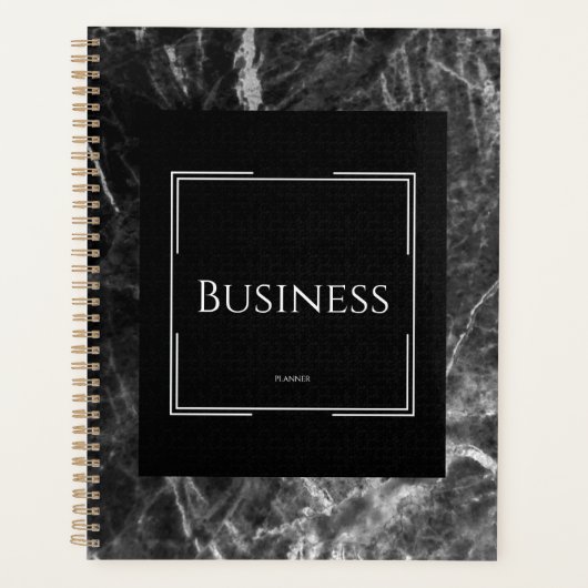 大理石エレガント白黒業 プランナー手帳 (正面)