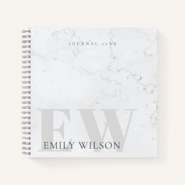 大理石エレガント石アイボリーグレーモノグラム ノートブック