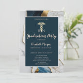 大理石エレガント石金ゴールドナース卒業パーティー 招待状 (スタンド正面)