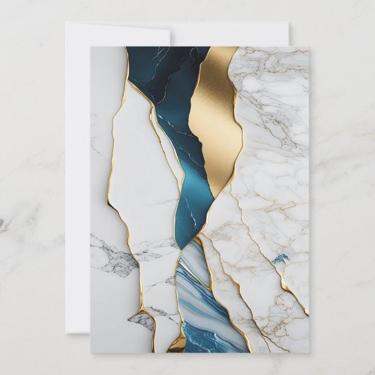 大理石エレガント石金ゴールドナース卒業パーティー 招待状 (裏面)