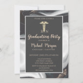 大理石エレガント石、ナース卒業パーティー 招待状 (正面)