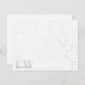 大理石エレガント素朴石灰色の名前モノグラム ノートカード (正面/裏面)