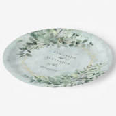 大理石エレガント緑金ゴールドジオメト結婚リ ペーパープレート (アングル)