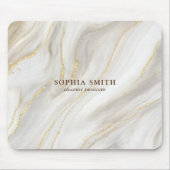 大理石エレガント背景金ゴールドグリッターシンプル文字 マウスパッド (正面)