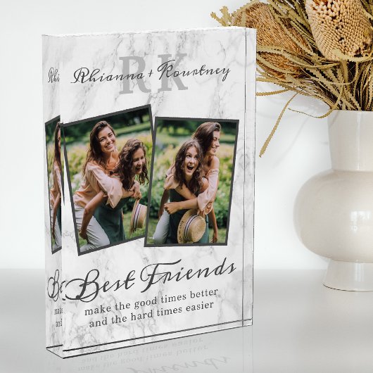 大理石エレガント製の最高の友だち写真 フォトブロック