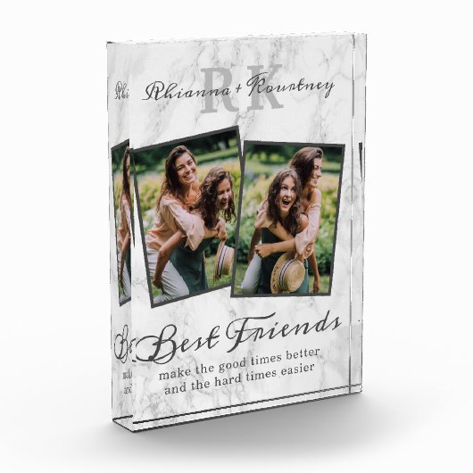 大理石エレガント製の最高の友だち写真 フォトブロック (左)