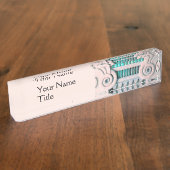 大理石エレガント製の柱、ピンクブルーのインテリアデザイン デスクネームプレート (側面)