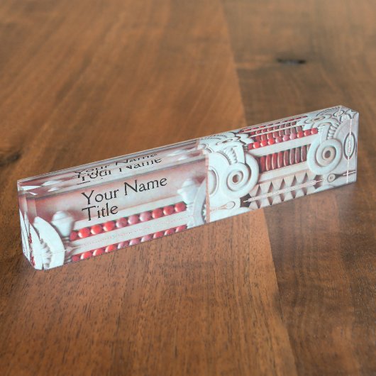 大理石エレガント製の柱、赤青内装デザイン デスクネームプレート (側面)