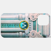 大理石エレガント製カラム、ピンクブルー宝石モノグラム Case-Mate iPhoneケース (裏面 / 右)