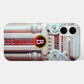 大理石エレガント製カラム、ピンク赤玉石モノグラム Case-Mate iPhoneケース (裏面 (横))