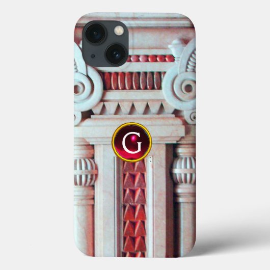 大理石エレガント製カラム、ピンク赤玉石モノグラム Case-Mate iPhoneケース (裏面)