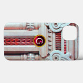 大理石エレガント製カラム、ピンク赤玉石モノグラム Case-Mate iPhoneケース (裏面 (横))