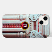 大理石エレガント製カラム、ピンク赤玉石モノグラム Case-Mate iPhoneケース (裏面 (横))