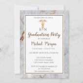 大理石エレガント金ゴールドナース卒業パーティー 招待状 (正面)